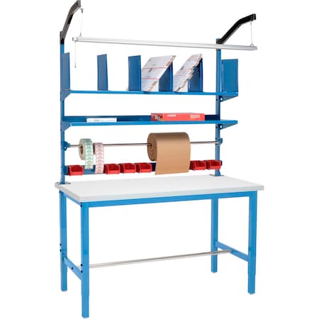 Global Industrial Packing Workbench W/Riser Kit, Laminate Square Edge, 60inW x 30inD 244191